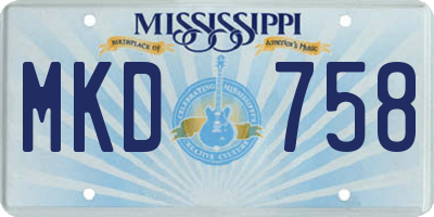 MS license plate MKD758