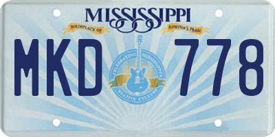 MS license plate MKD778