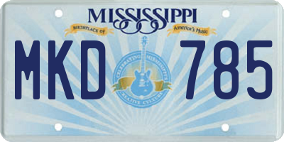 MS license plate MKD785