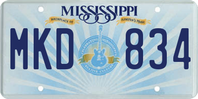 MS license plate MKD834