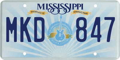 MS license plate MKD847