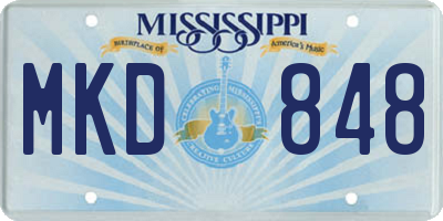 MS license plate MKD848