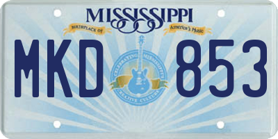 MS license plate MKD853