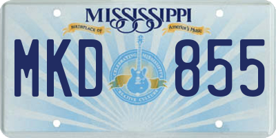 MS license plate MKD855