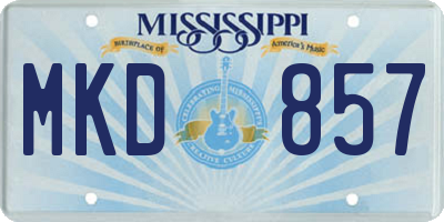 MS license plate MKD857
