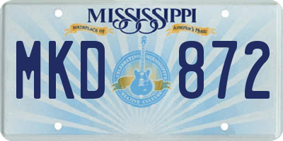 MS license plate MKD872