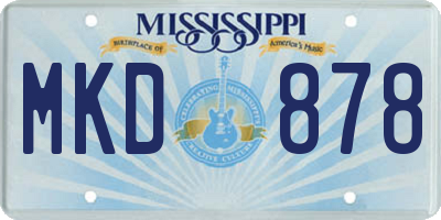 MS license plate MKD878