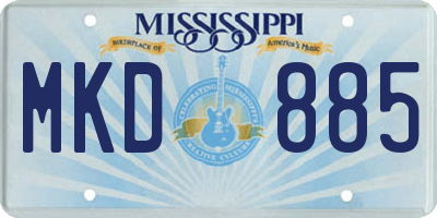MS license plate MKD885