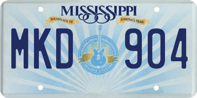 MS license plate MKD904