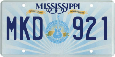 MS license plate MKD921