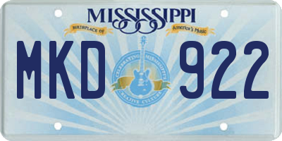 MS license plate MKD922