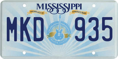 MS license plate MKD935