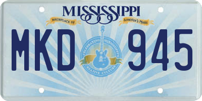 MS license plate MKD945