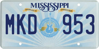 MS license plate MKD953