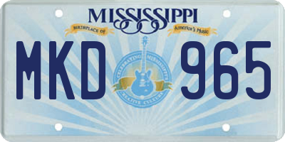 MS license plate MKD965