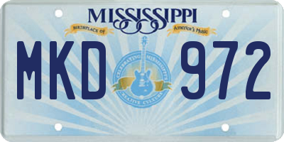 MS license plate MKD972