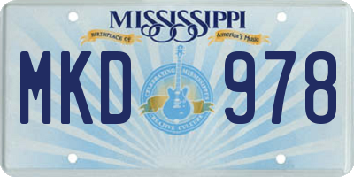 MS license plate MKD978
