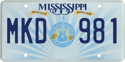 MS license plate MKD981