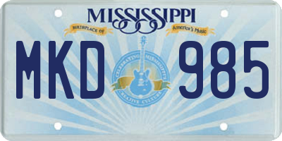 MS license plate MKD985
