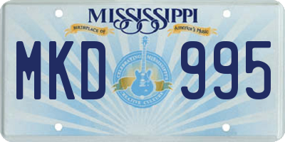 MS license plate MKD995