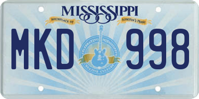 MS license plate MKD998