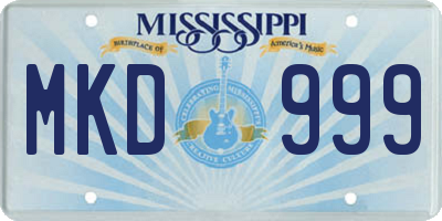 MS license plate MKD999