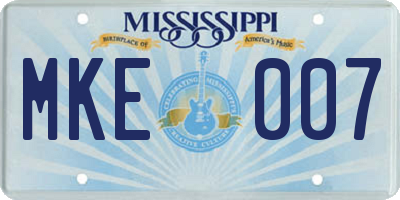 MS license plate MKE007