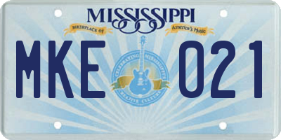 MS license plate MKE021