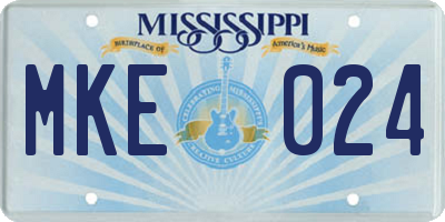 MS license plate MKE024