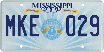 MS license plate MKE029