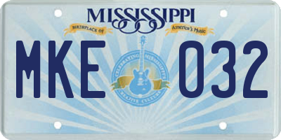 MS license plate MKE032