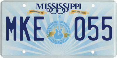 MS license plate MKE055
