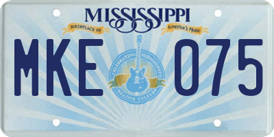 MS license plate MKE075