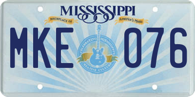 MS license plate MKE076