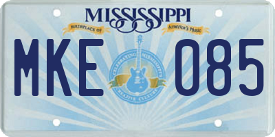 MS license plate MKE085