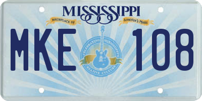 MS license plate MKE108