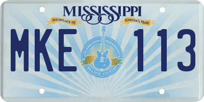 MS license plate MKE113