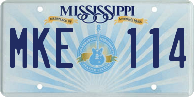 MS license plate MKE114