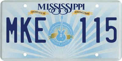 MS license plate MKE115