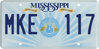 MS license plate MKE117