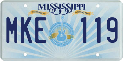 MS license plate MKE119