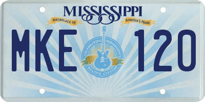 MS license plate MKE120
