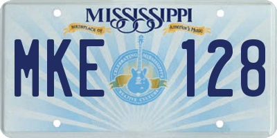 MS license plate MKE128
