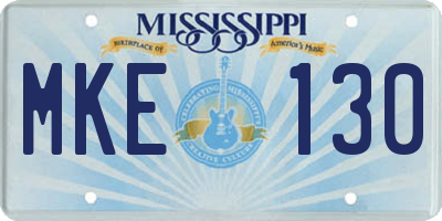MS license plate MKE130