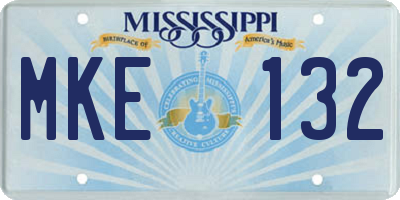 MS license plate MKE132