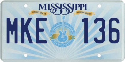 MS license plate MKE136