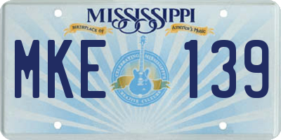 MS license plate MKE139