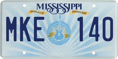 MS license plate MKE140