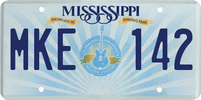 MS license plate MKE142