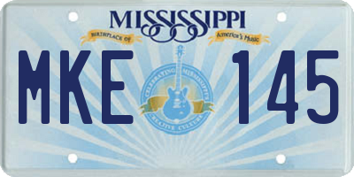 MS license plate MKE145